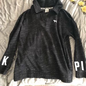 grey/black collared sweatshirt